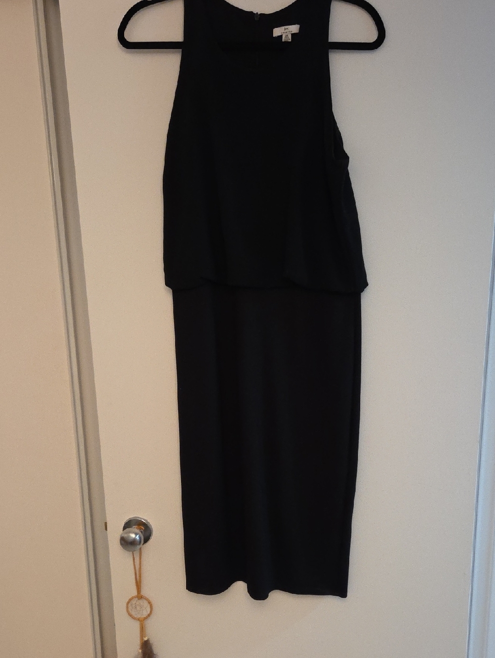 Halston Heritage Black Sleeveless Dress with Branded Neckline